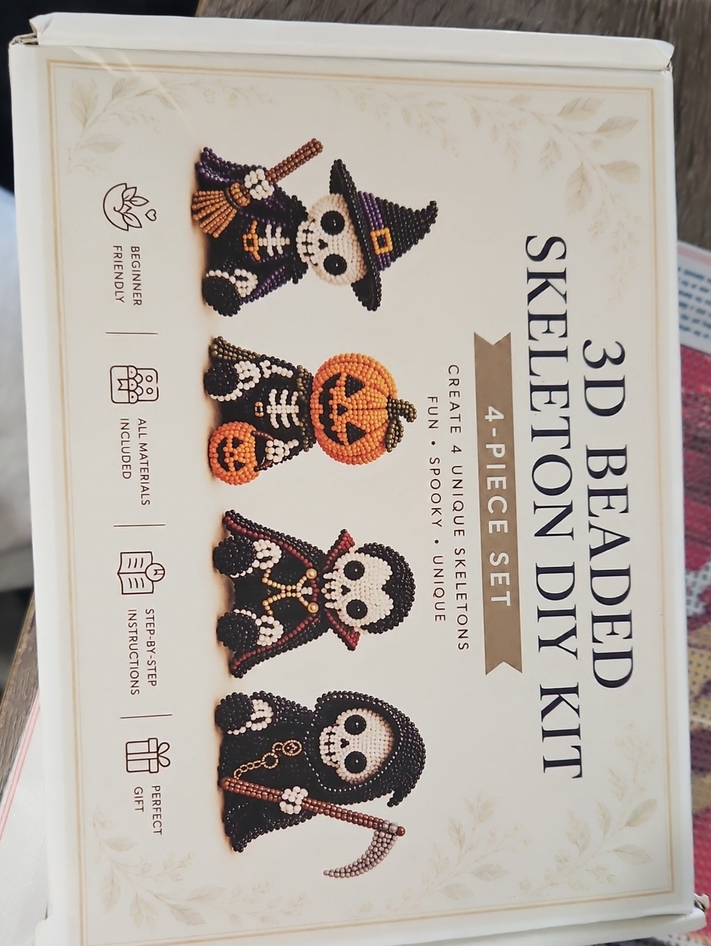 3D Beaded Skeleton DIY Kit - Black & Orange Kids Costume Craft